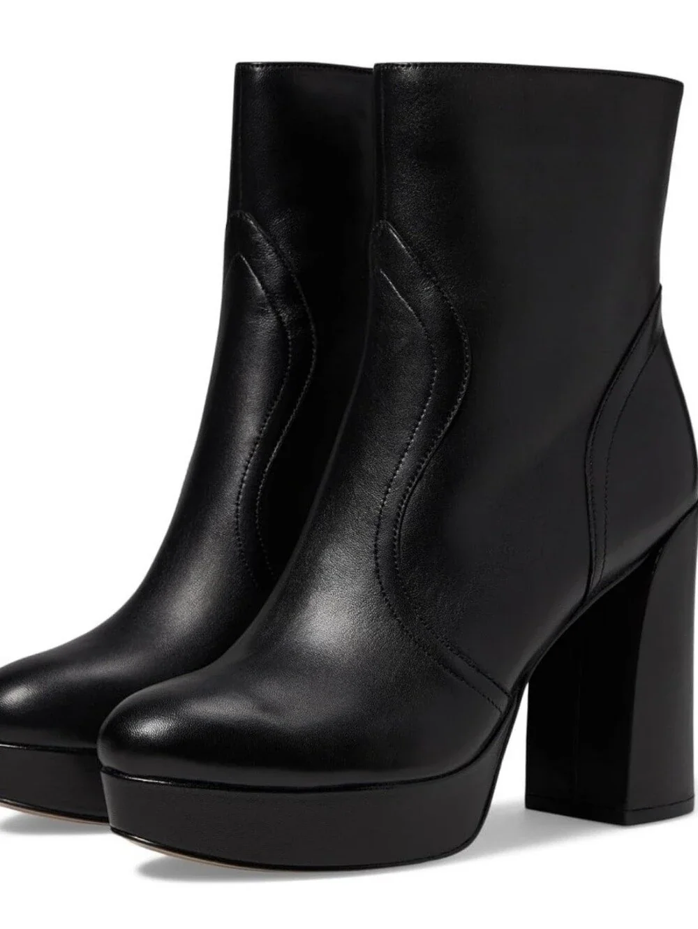 27 Edit Naturalizer Gates Black Leather Platform Boots Size 9.5M Block Heel